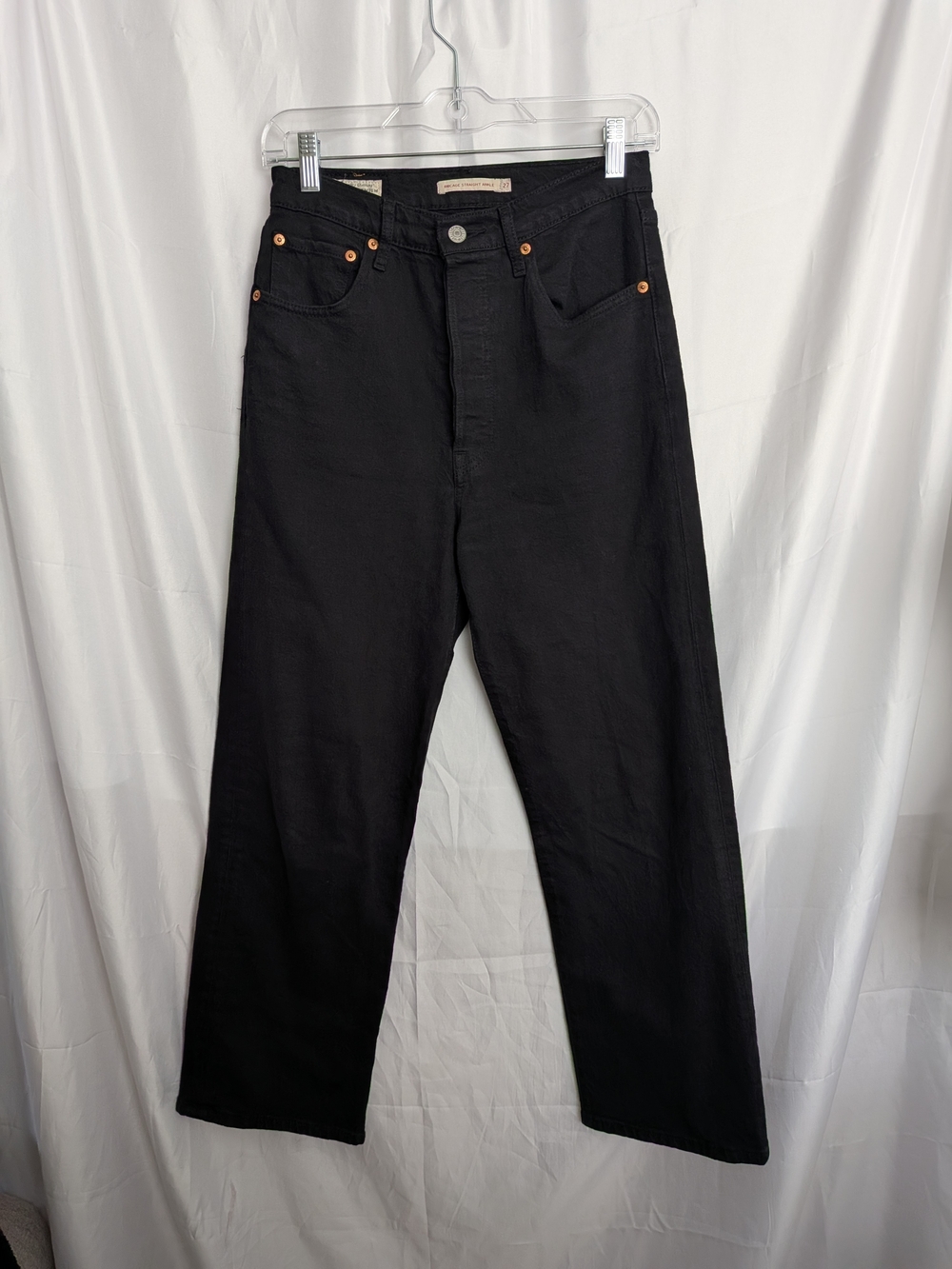Levi's Black Ribcage Straight Ankle Jeans Size 27 - Picture 2 of 6